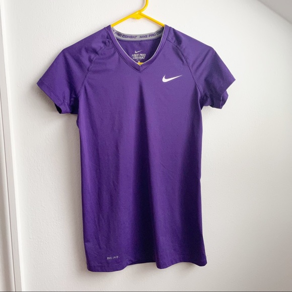 Nike Pro Combat Dri-Fit Fitted V-Neck Tee T-Shirt Size Small - Picture 1 of 6